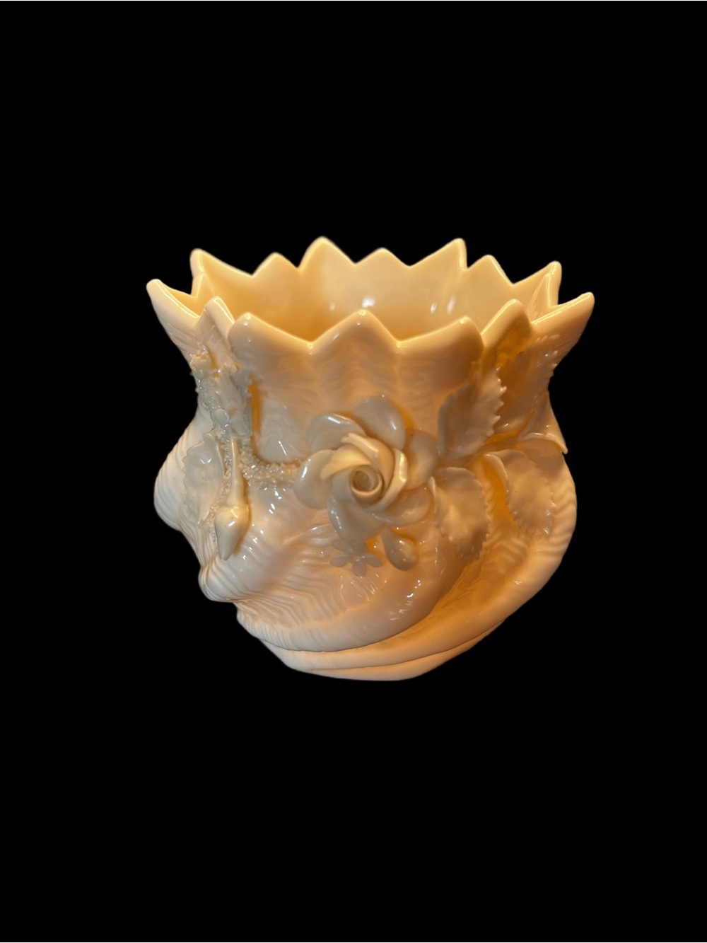 1 Antique Irish Belleek Ireland Cachet Pottery Jardiniere Bowl Vase Exquisite!